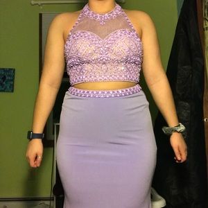Two Piece Purple Prom Dress